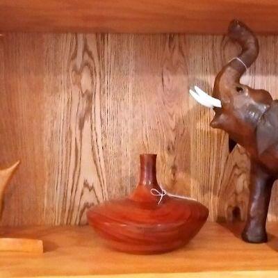 Handcarved vessel and Good Luck Elephant