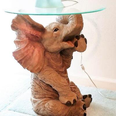 Elephant and glass table