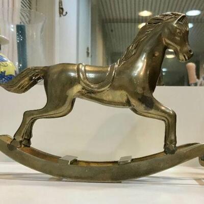 Brass rocking horse figurine