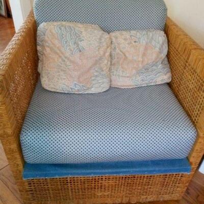 Blue wicker chair