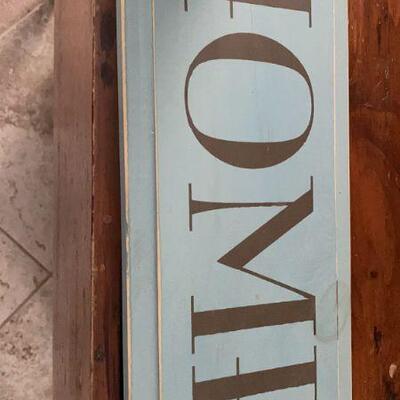 wooden HOME sign