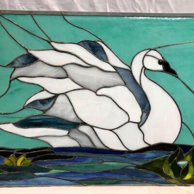 Swan stained glass