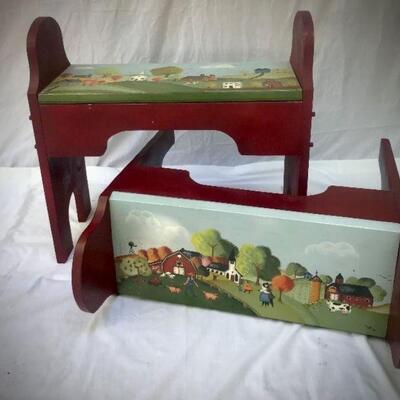 Hand Painted Benches, Set of Two  
