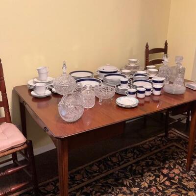 3 sets of china, cut glass items