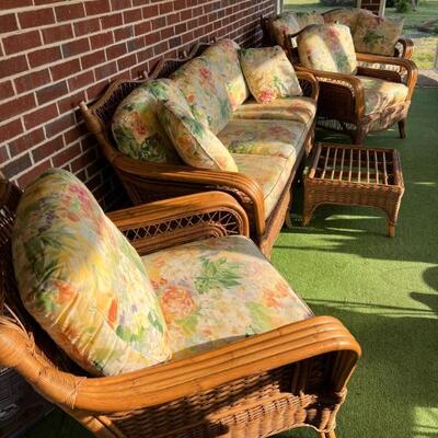 5 pc Braxton Culler wicker set $2,290 
wicker in excellent 
shape, cushions have no tears, 