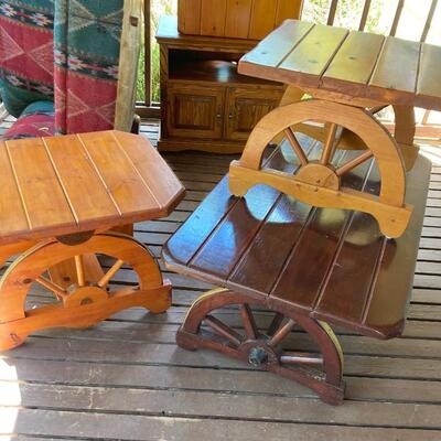 3 wagon wheel tables