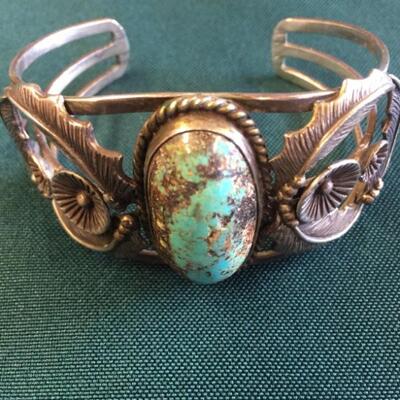 Turquoise and silver. 