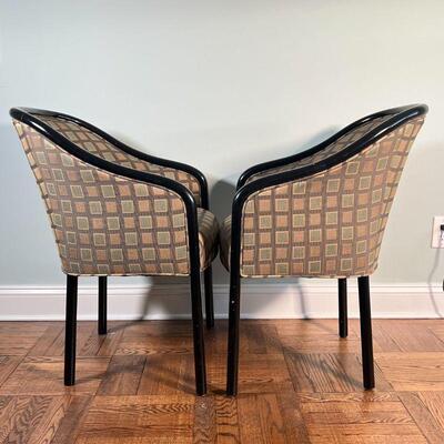 PAIR BENTWOOD CHAIRS | Mid-century armchairs in the manner of Ward Bennett, with contemporary upholstery; h. 32-1/2 x w. 22-3/4 x d. 24 in.