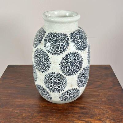 PATTERNED POTTERY VASE | Decorative vase with overall pattern; h. 11-1/2 x dia. 6-1/2 in.