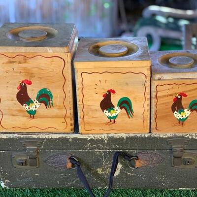 Vintage Kitchen Wooden Canisters