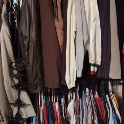 Mens suits, coats, shirts etc.  All XL or larger.  Owner weighed 300 lbs so we have a lot of big men's clothing at great prices.