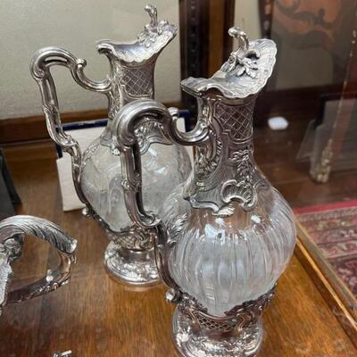 Glass and silver jugs