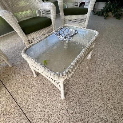 Small wicker glass top table needs a little love