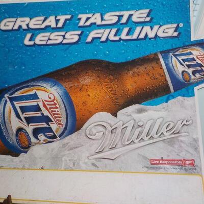 3ft x 3 ft. metal Miller Light  Beer sign.