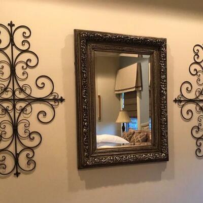 Large Mirror & Metal Scrolls