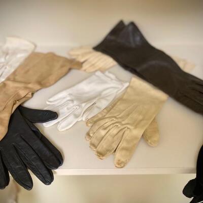 Vintage gloves, including opera length