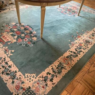 Vintage 9x11 green Chinese rug