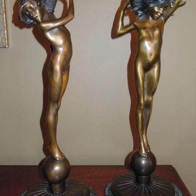 Pr. Bronze Figural Candle Sticks