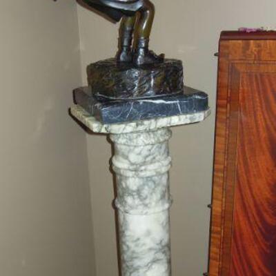 Bronze Leapfrog Kids & Marble Pedestal
