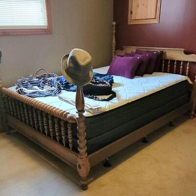 Queen bedframe with mattress and springs