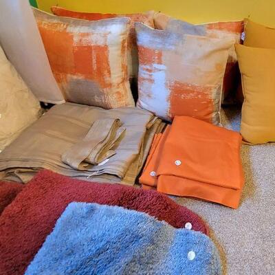 Decorative pillows and curtains