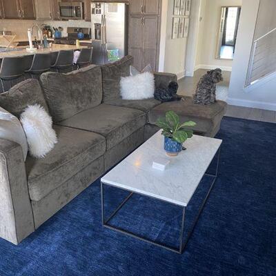 Wool blue rug 9x12 $700 Marble Coffee Table $300