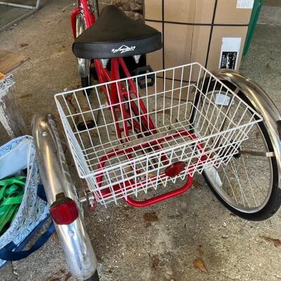Red 3 wheel bike with basket $200