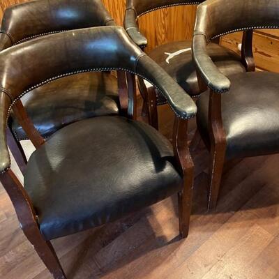 4  leather dark green club chairs $50