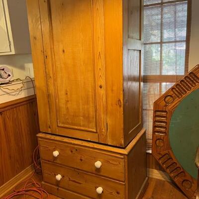 Antique Pine Storage Cabinet $750