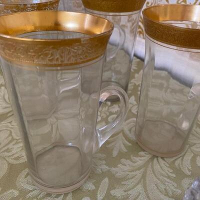 Vintage Tiffin Franciscan Rambler Rose Ice Tea/Irish Coffee Glasses with Handle