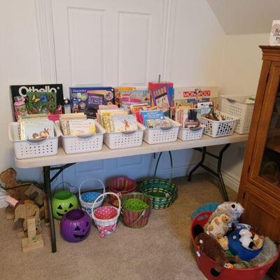 Children's books, puzzles, games