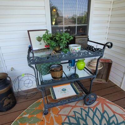 Metal and glass cart.  So cute!