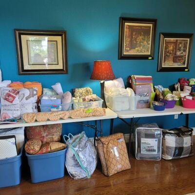 Comforters, pillows, sheets.