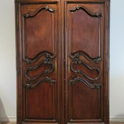 Wood Entertainment Center Armoire, with Locking Doors and Keys