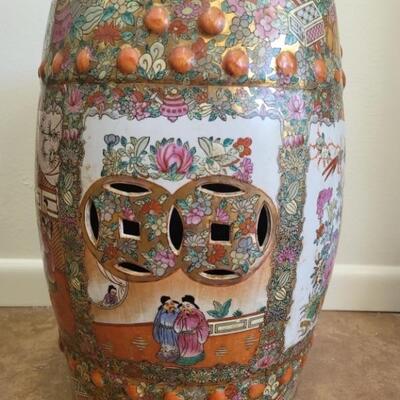 Vintage Chinese Famille Rose Ceramic Garden Stool