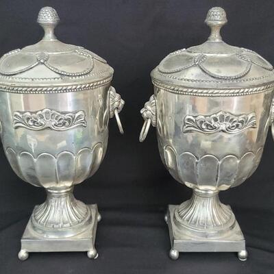 (2) Lacquered Silver Plate Ice / Champagne Urns