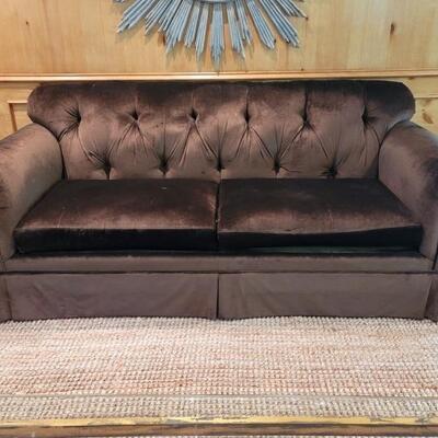 Luxurious Brown Textured Chenille 2-Cushion Couch