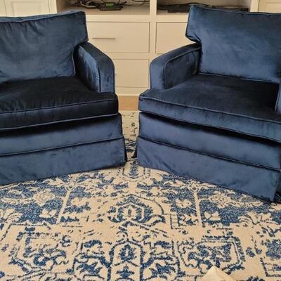 (2) Blue Velveteen Salon Chairs