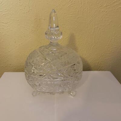 VintageCut Crystal Footed Candy Dish with Lid
