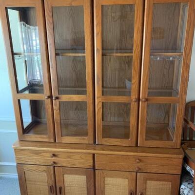 Lighted China Hutch with storage and Wine Holders