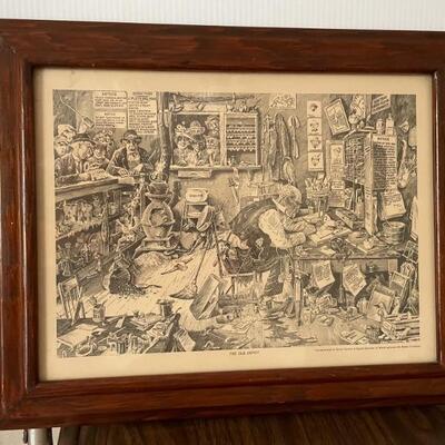 The Old Depot Etching Print by CD. Poage 1930