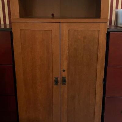 Computer Armoire Desk with Locking Doors