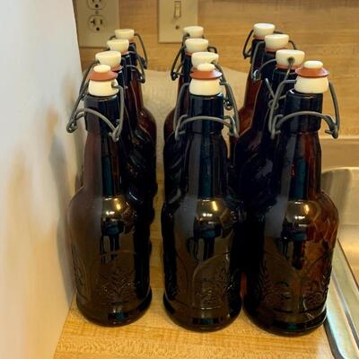 Vintage E.Z. Amber Cap Bottles