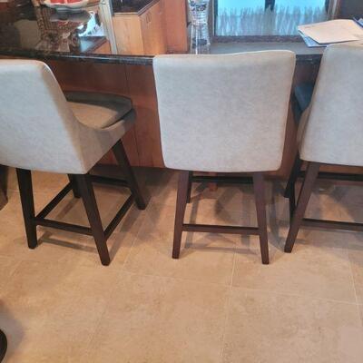 three bar height stools, material is fabric