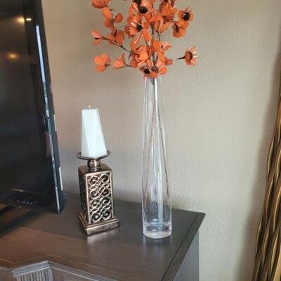 bud vase and large candle holder