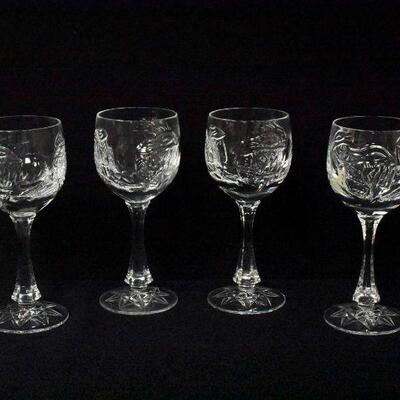 4 Vintage Celtic Crystal Wine Glasses