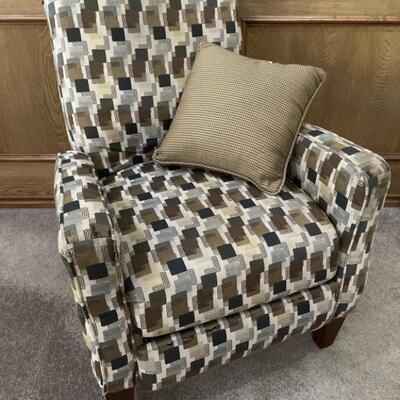 Upholstered Armchair, Modern Squares Pattern