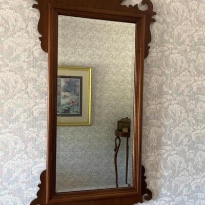 Solid Wood Mirror, Carved with Beveled Glass