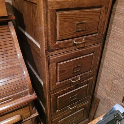 vintage wooden file cabinet