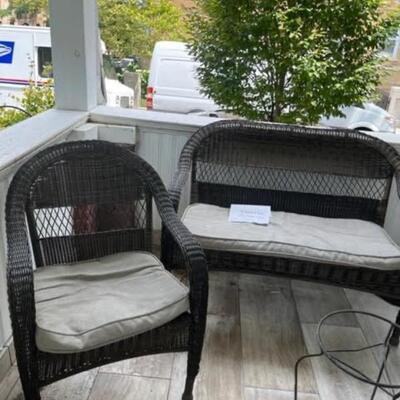 rattan love seat and chair